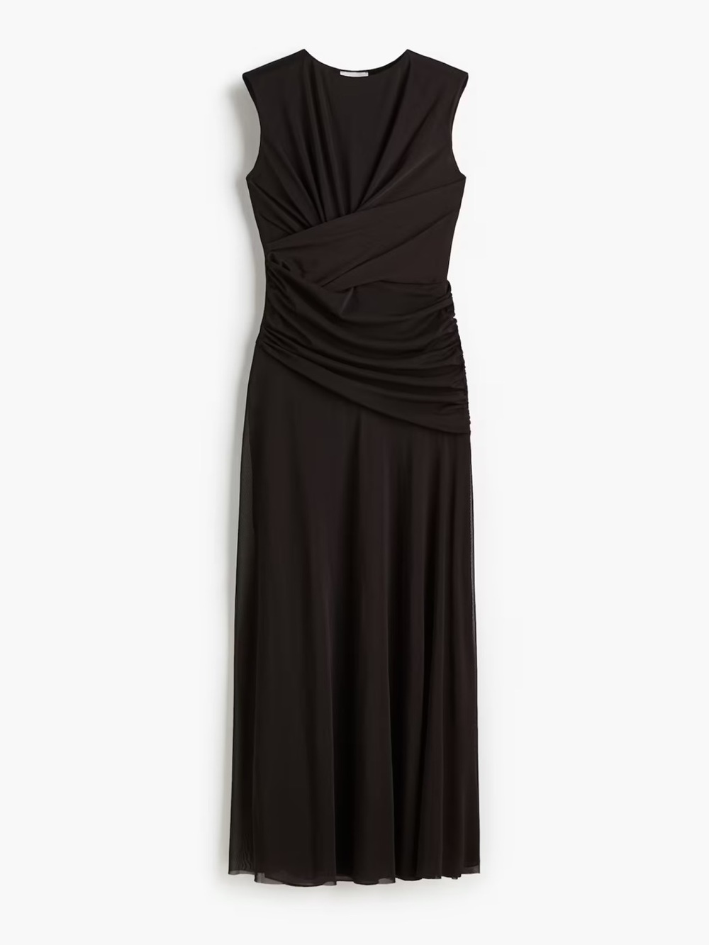 H&M Black Sleeveless Draped Maxi Dress